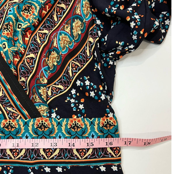 NWOT SHEIN Plunging Neck Tribal Print Floral Motif Maxi Dress Boho Dress 12/XL - Picture 9 of 12